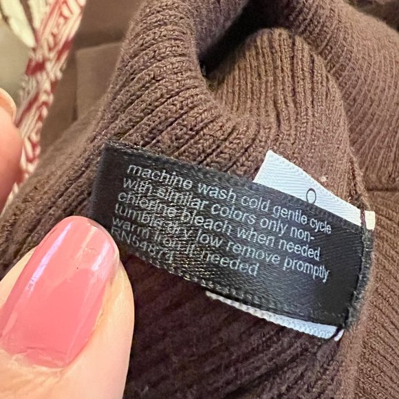 The Limited-Brown V-neck Sweater with built in zebra striped blouse-casual-Md - Picture 6 of 9